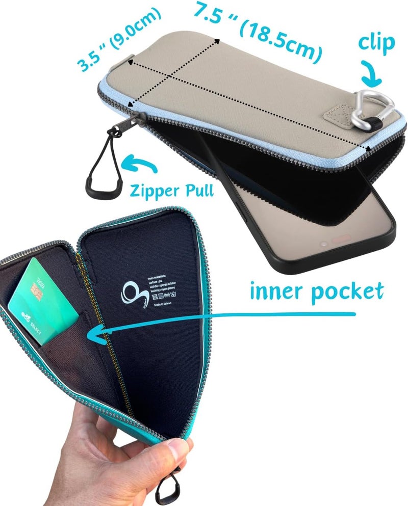 OneJoy Phone Sleeve Lightweight Cell Phone Pouch for Mobile Protection, Slim Fit and Durable, with Clip-on for Easy Carrying, Enough for 6.1" to 6.9" Cellphone [ Beige ] - Image 3